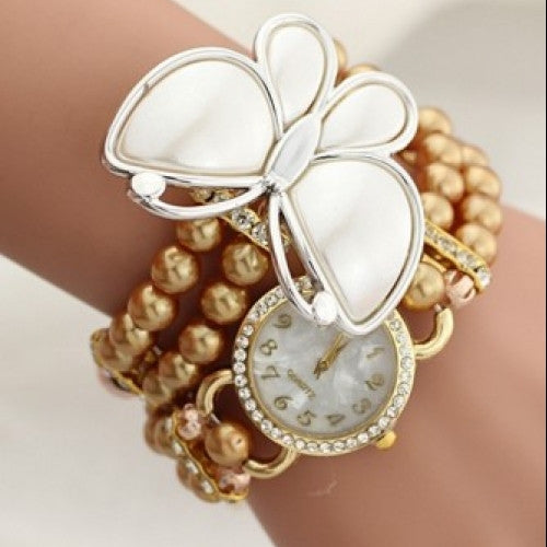 Luxury Pearl Bracelet butterfly Quartz Watches Unique Design